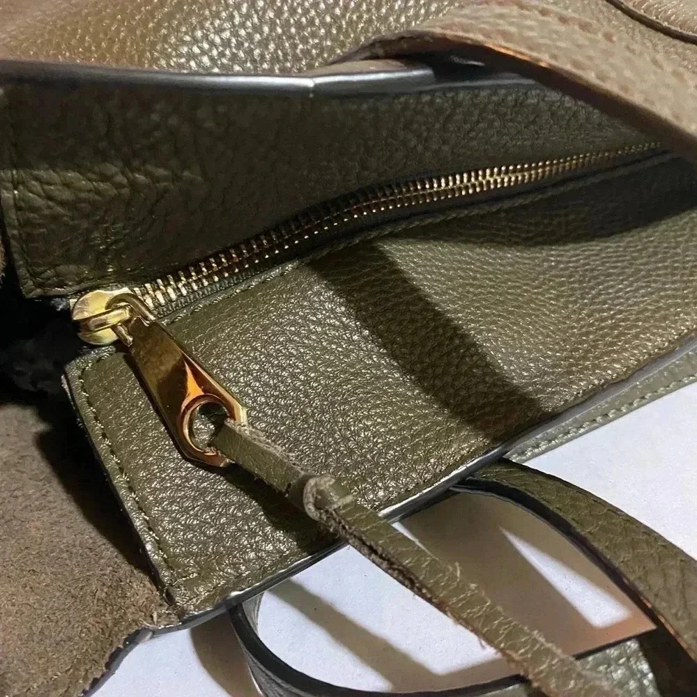 Rebecca Minkoff green leather tote handbag